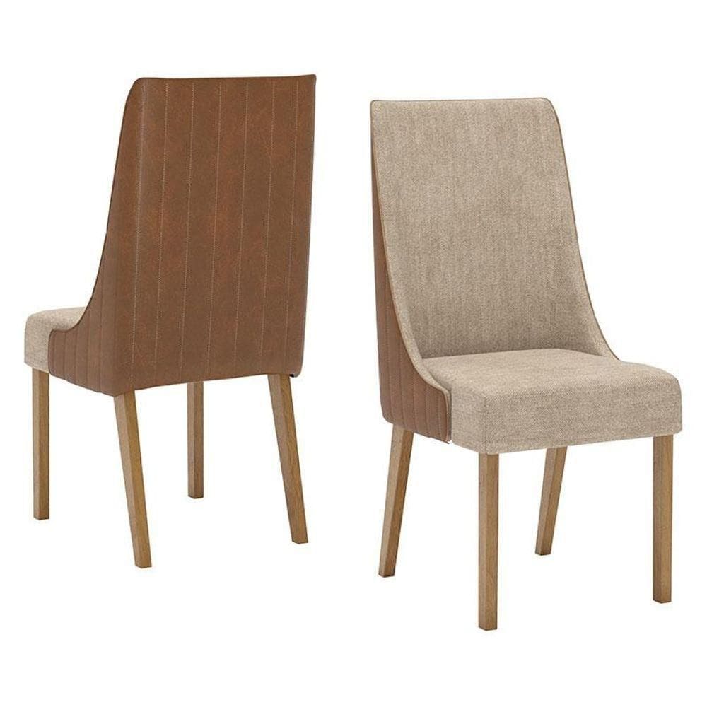 Cadeira Para Mesa De Jantar Ivy Kit 02 Peças Corano Caramelo Creme - Henn