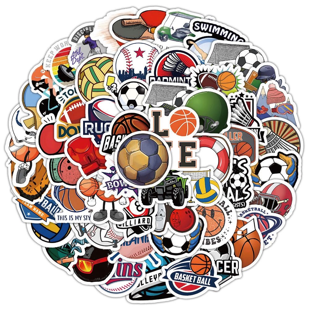 Pacote de adesivos: 100 peças de bola esportiva para crianças, adolescentes e adultos