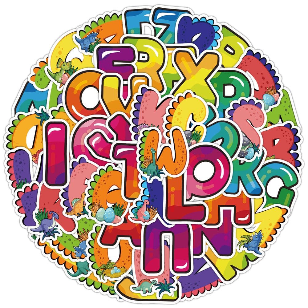 Adesivos Alphabet Animal, 50 unidades para crianças, linda carta de desenho animado