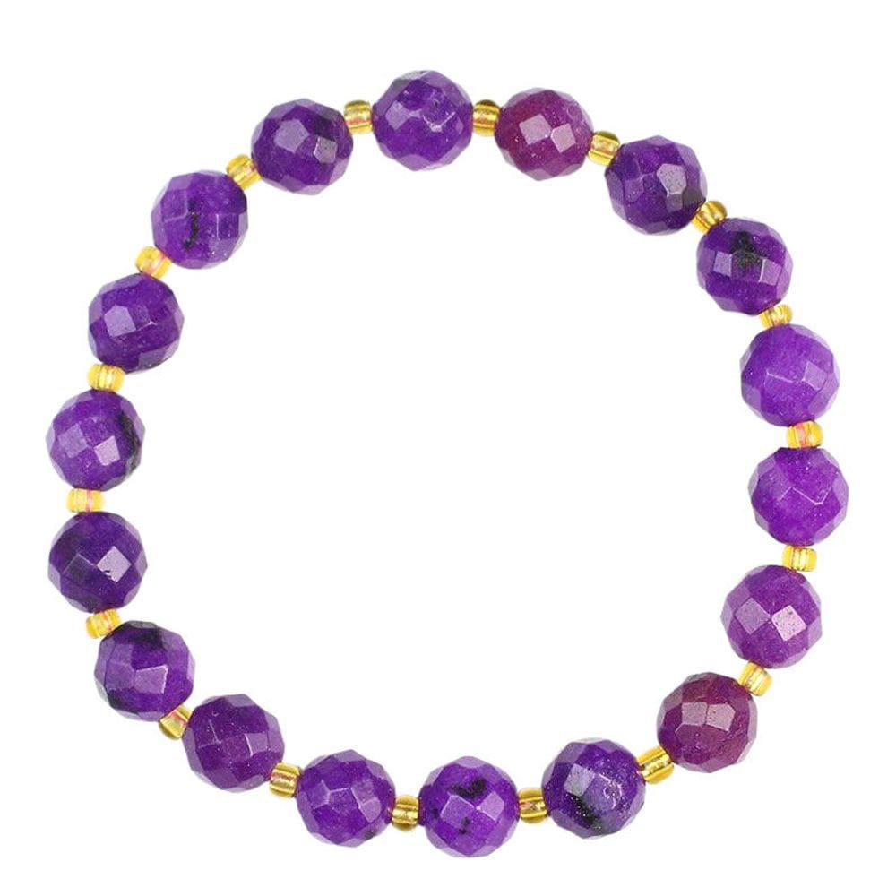 Pulseira de miçangas redondas facetadas de 8 mm, estilo sugalita, frisada de cristal