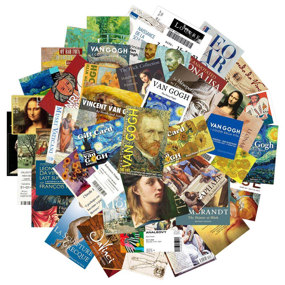 Adesivos Art Museum Ticket, 50 unidades para adultos, vinil impermeável
