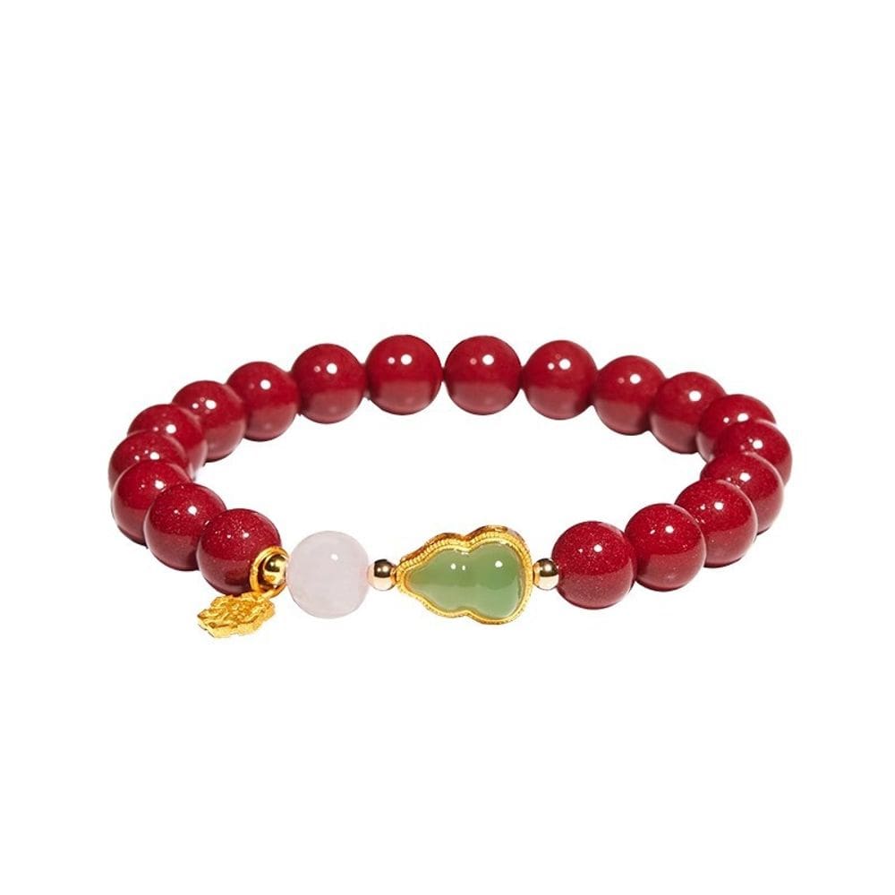 Pulseira Cinnabar para mulheres com pingente de cabaça de jade