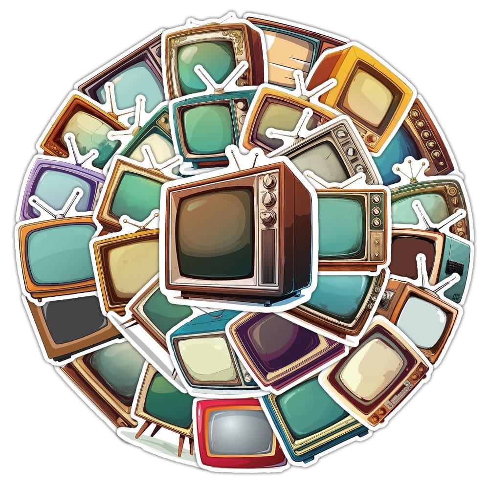 Pacote de adesivos Retro TV Vintage Television Cartoon x50