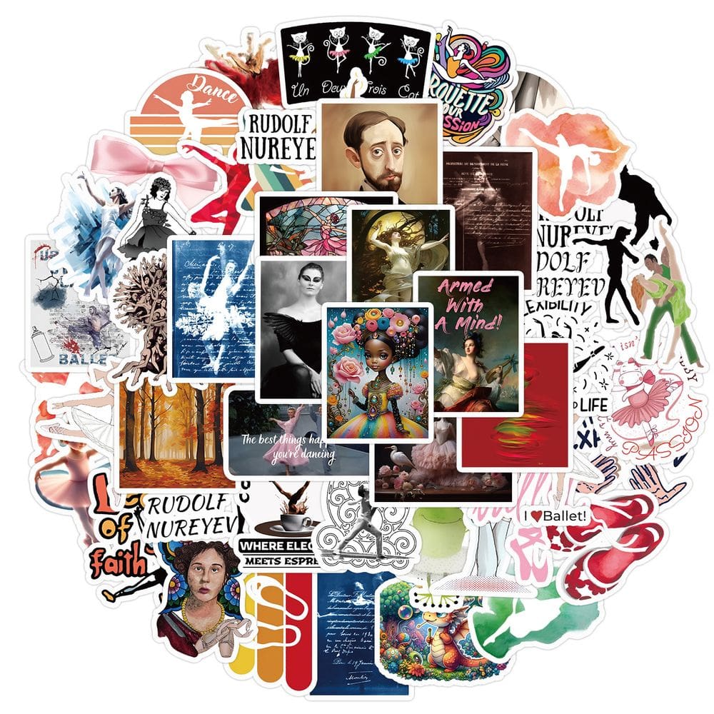 Pacote de adesivos Nordic Ballet Dance, 50 unidades de estética artística