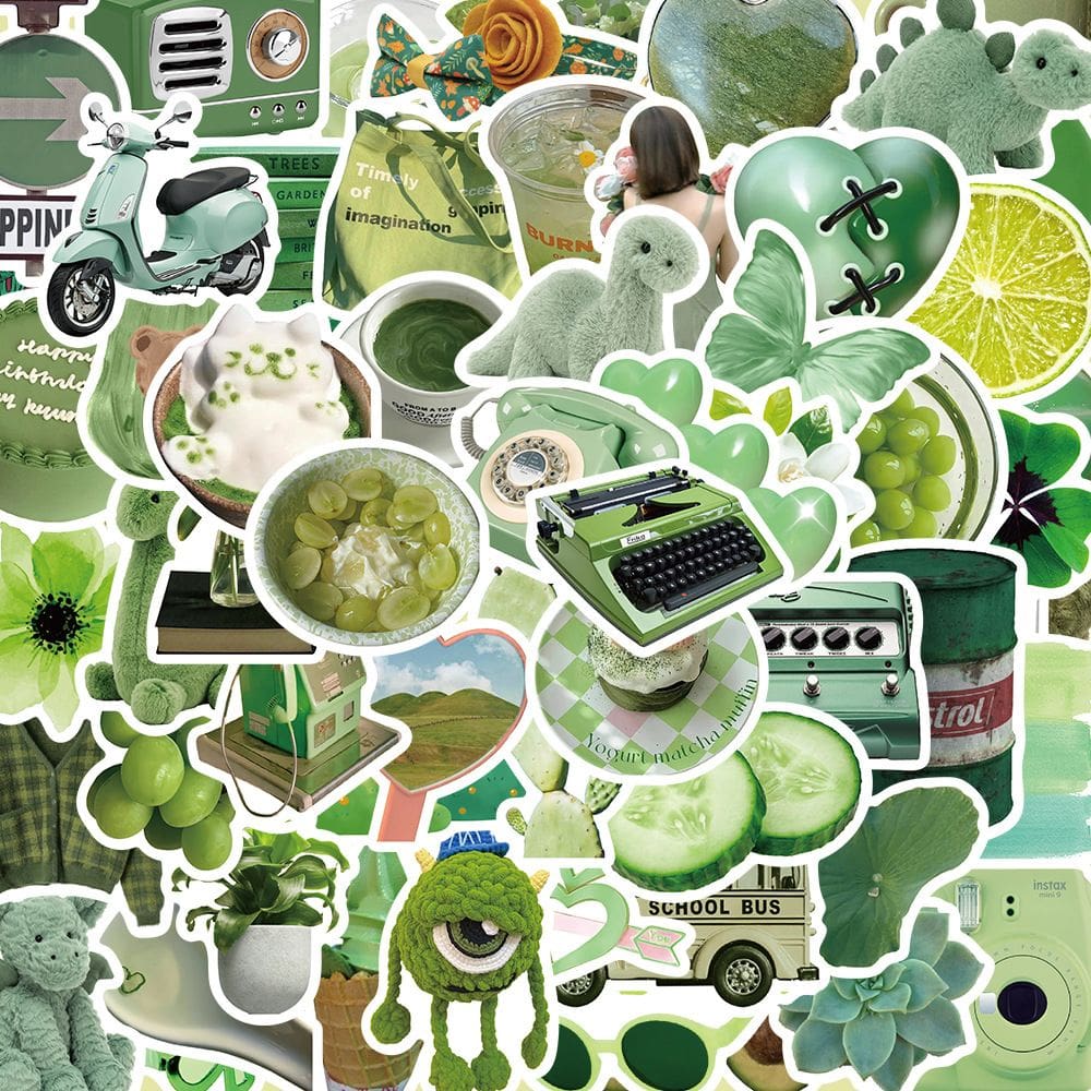 Pacote de adesivos com tema de Natal verde, 50 unidades de decalques de vinil