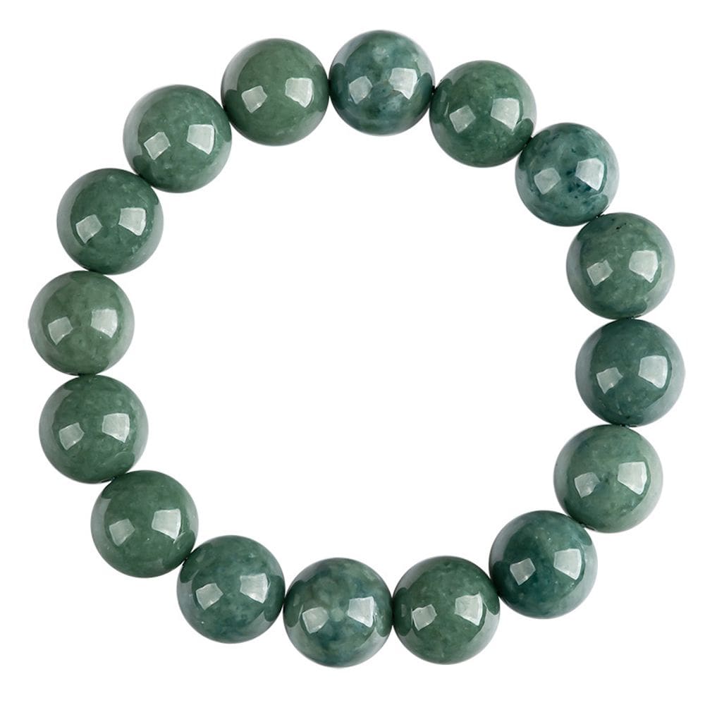 Pulseira de miçangas redondas de jadeíte natural de 13 mm para homens e mulheres