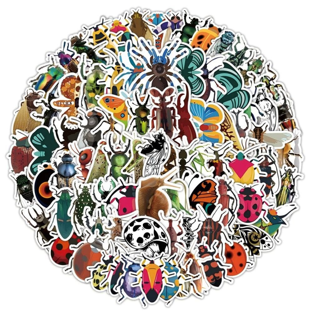 Pacote de adesivos: 120 unidades de insetos, desenhos animados coloridos, insetos e animais