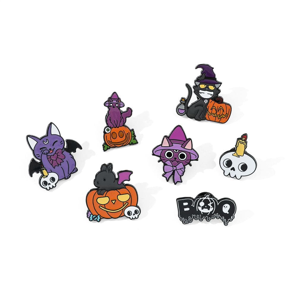 Conjunto de broches, esmalte de desenho animado de Halloween para roupas, 8 peças