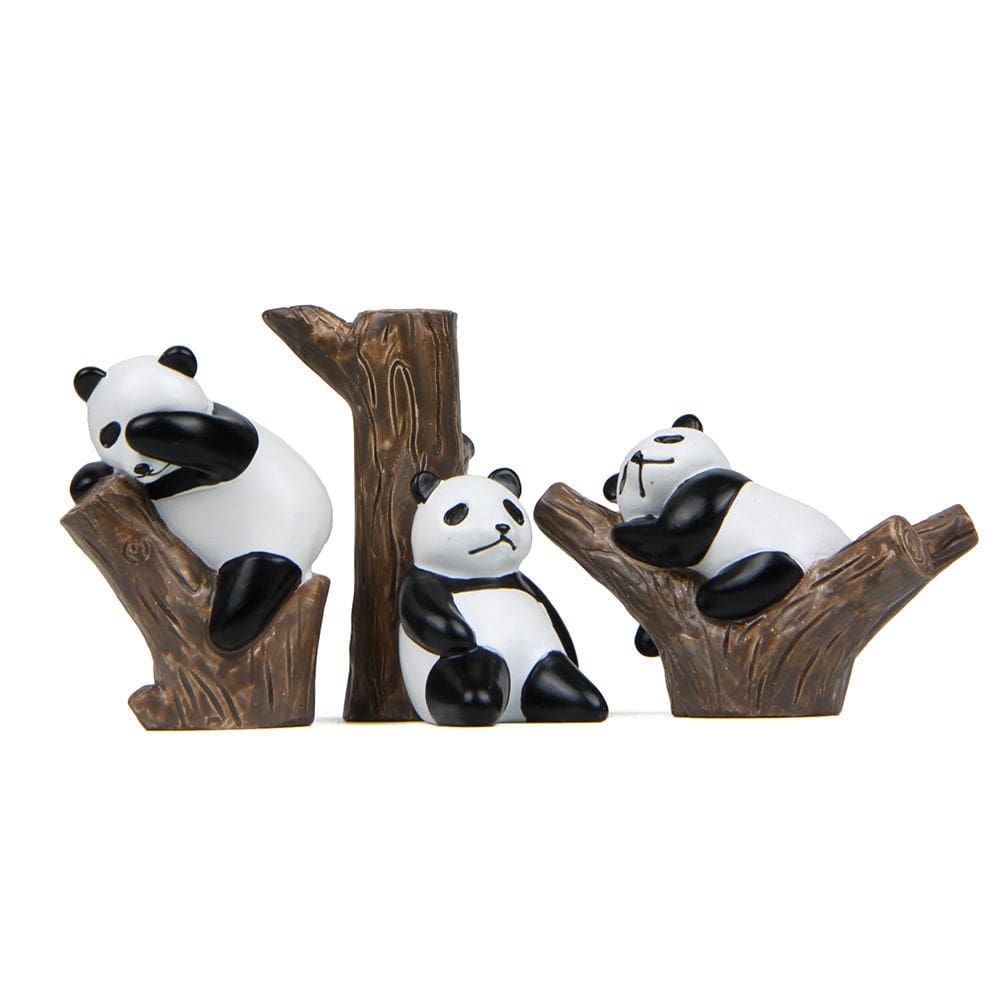 Escultura criativa de galho de árvore de panda fofa para decoração de jardim