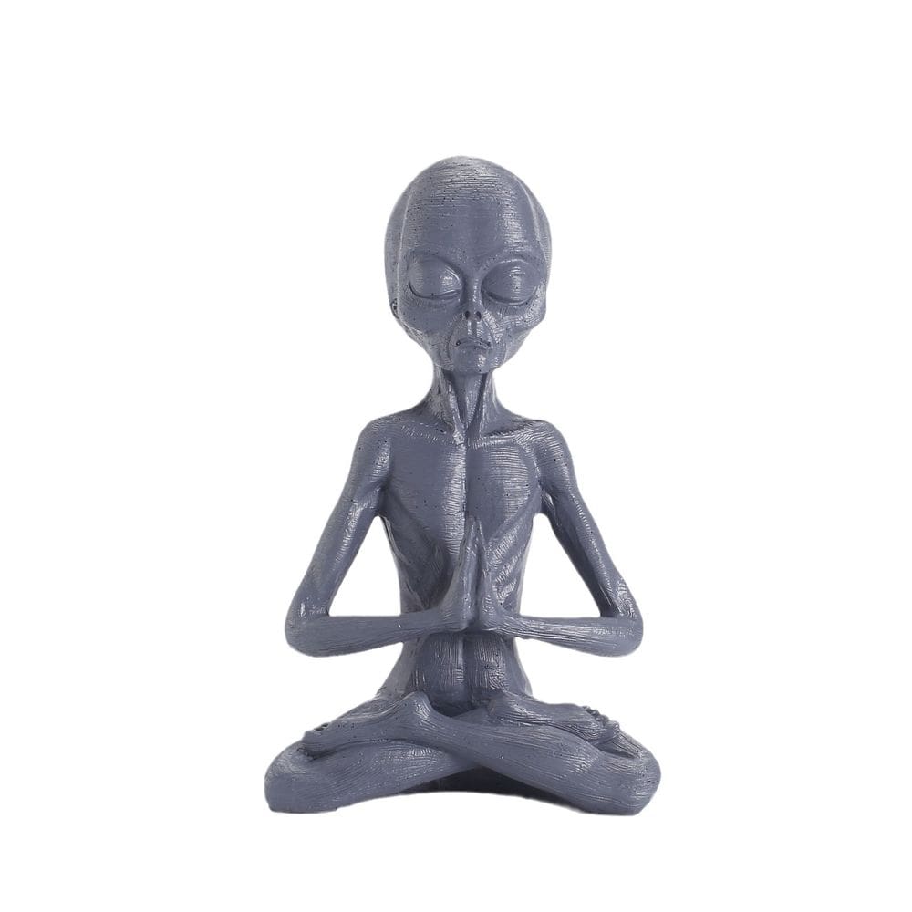 Escultura de decoração de jardim meditando resina alienígena 186g