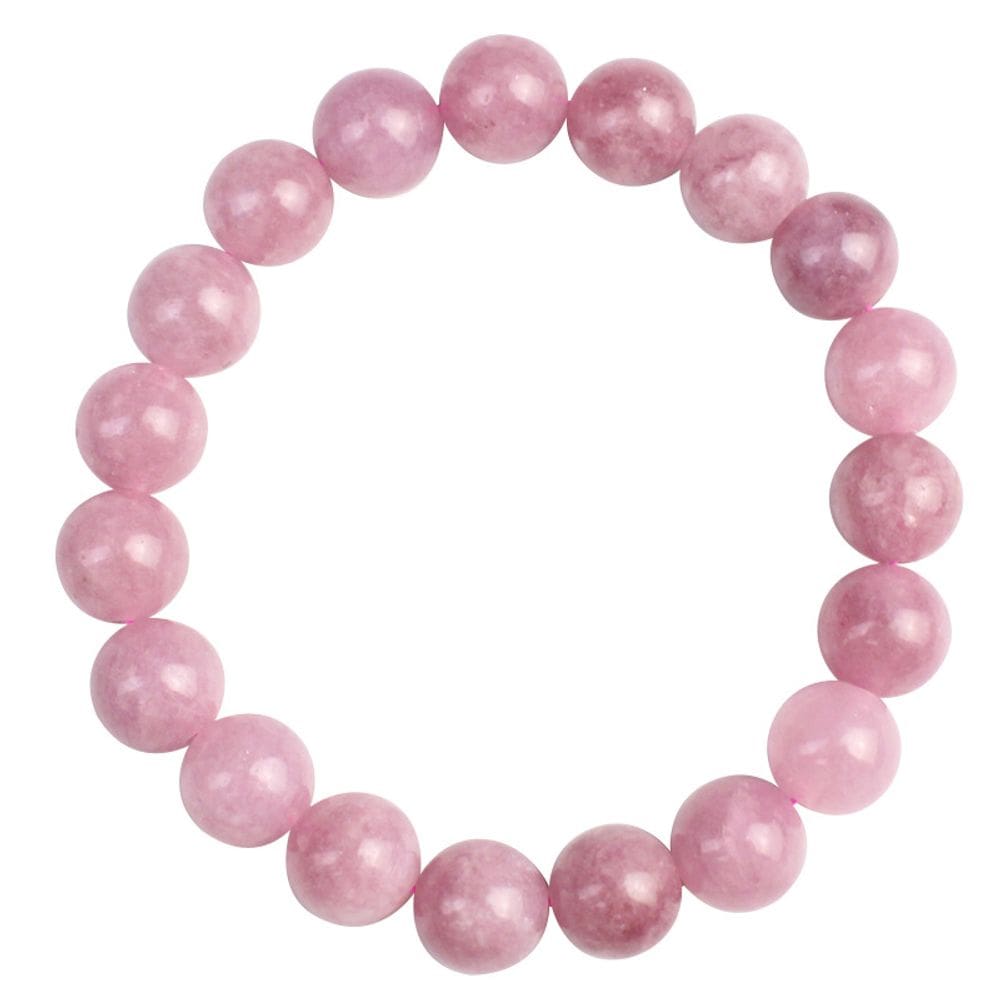 Pulseira de cristal de calcedônia rosa de 8 mm para mulheres e homens