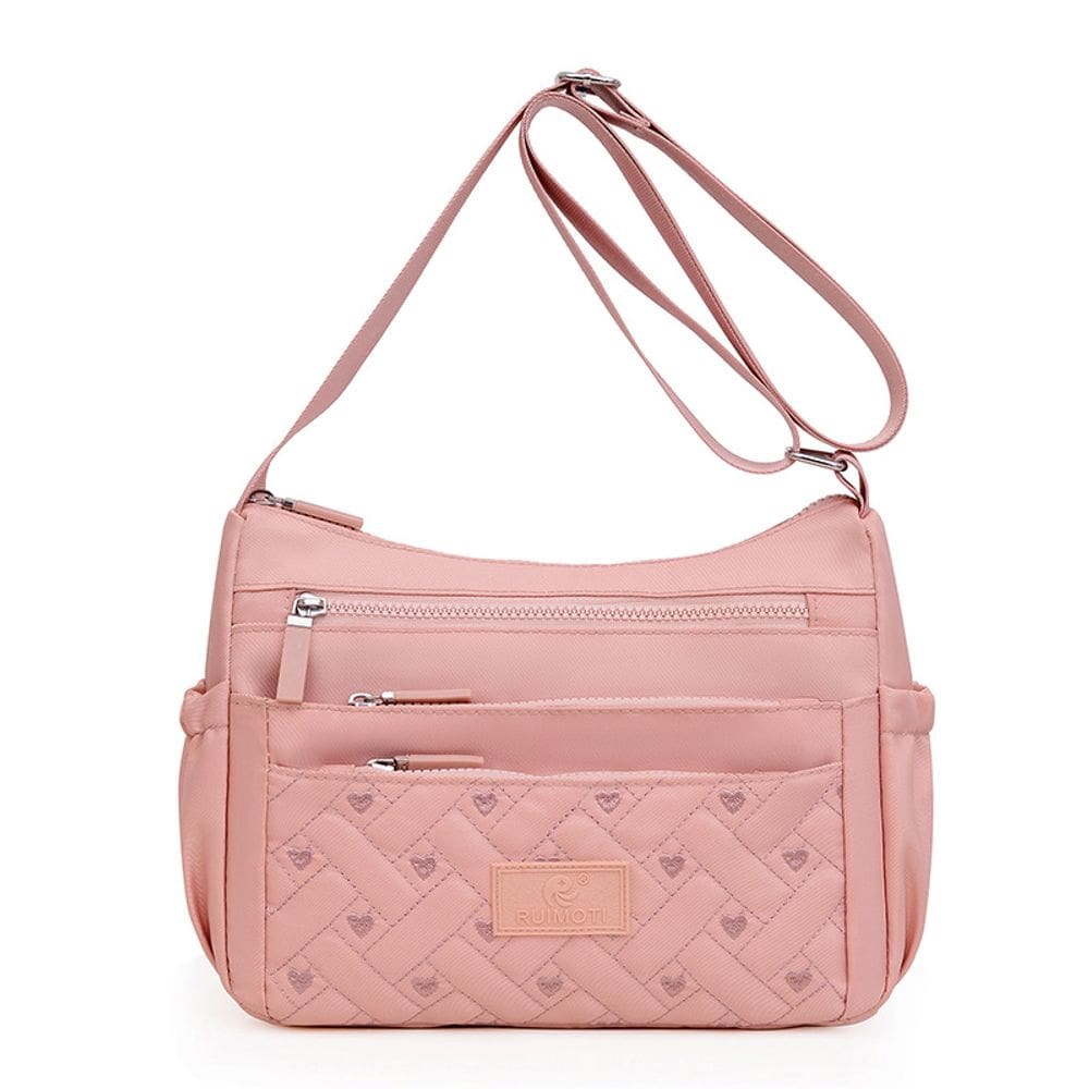 Bolsa mensageiro de nylon de grande capacidade para mulheres rosa