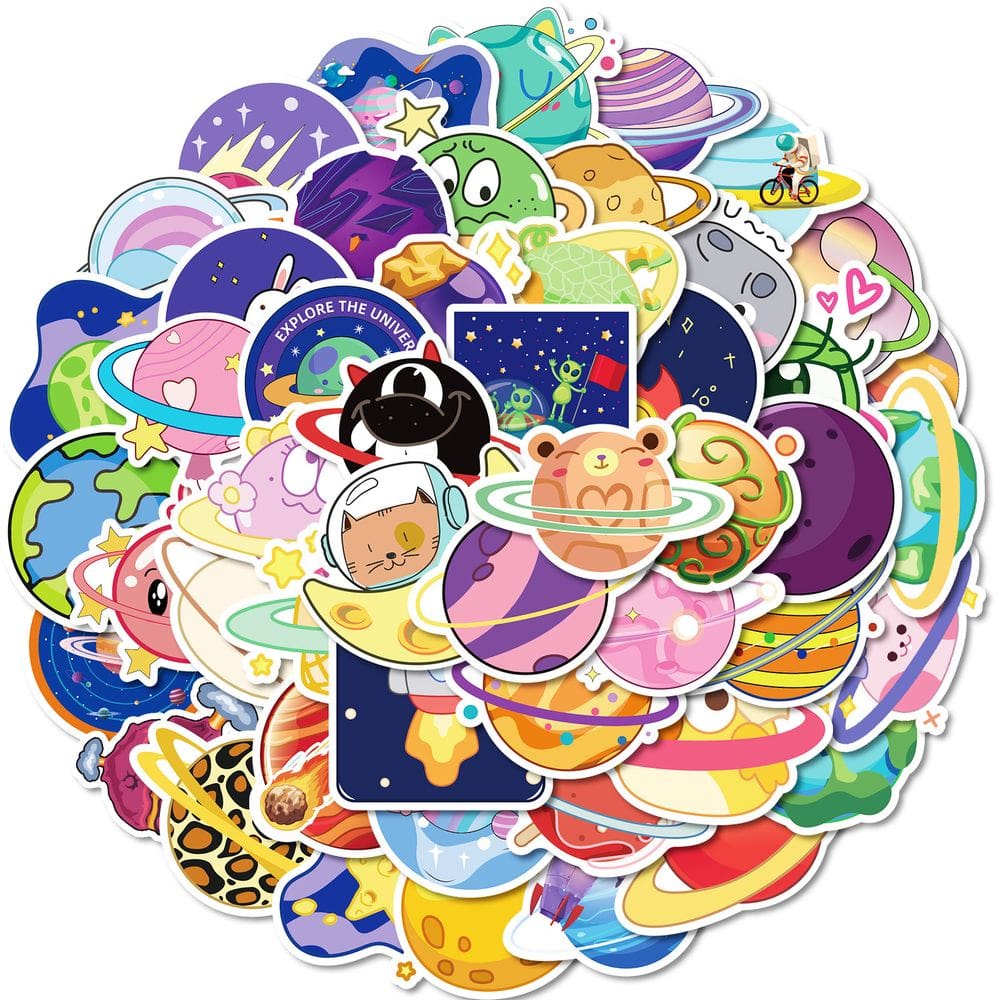 Pacote de adesivos Cartoon Space 50 unidades Astronaut Planet UF