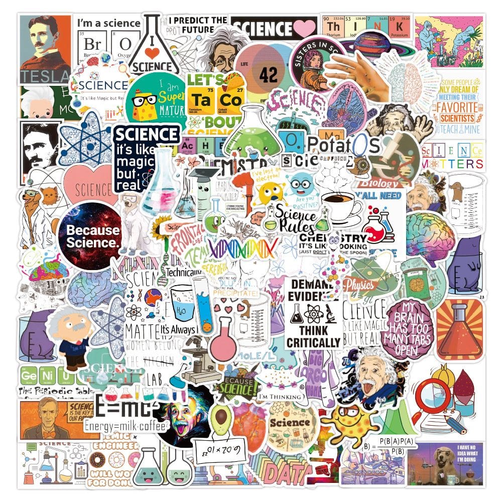 Adesivos de 100 peças à prova d`água do Science Lab para adolescentes e adultos