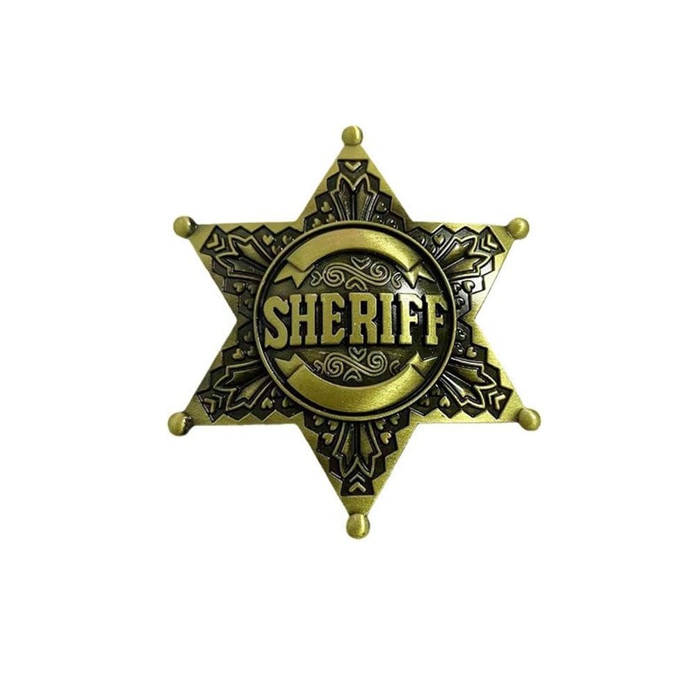 Brooch Pins Sheriff Star Retro, distintivo de liga leve de seis pontas