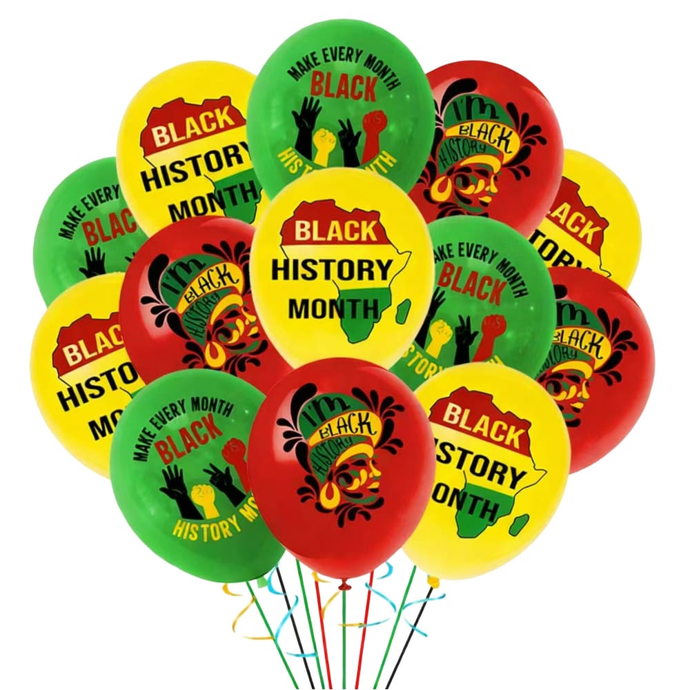 Kit de balões Black History Month, 18 unidades, vermelho, verde, amarelo