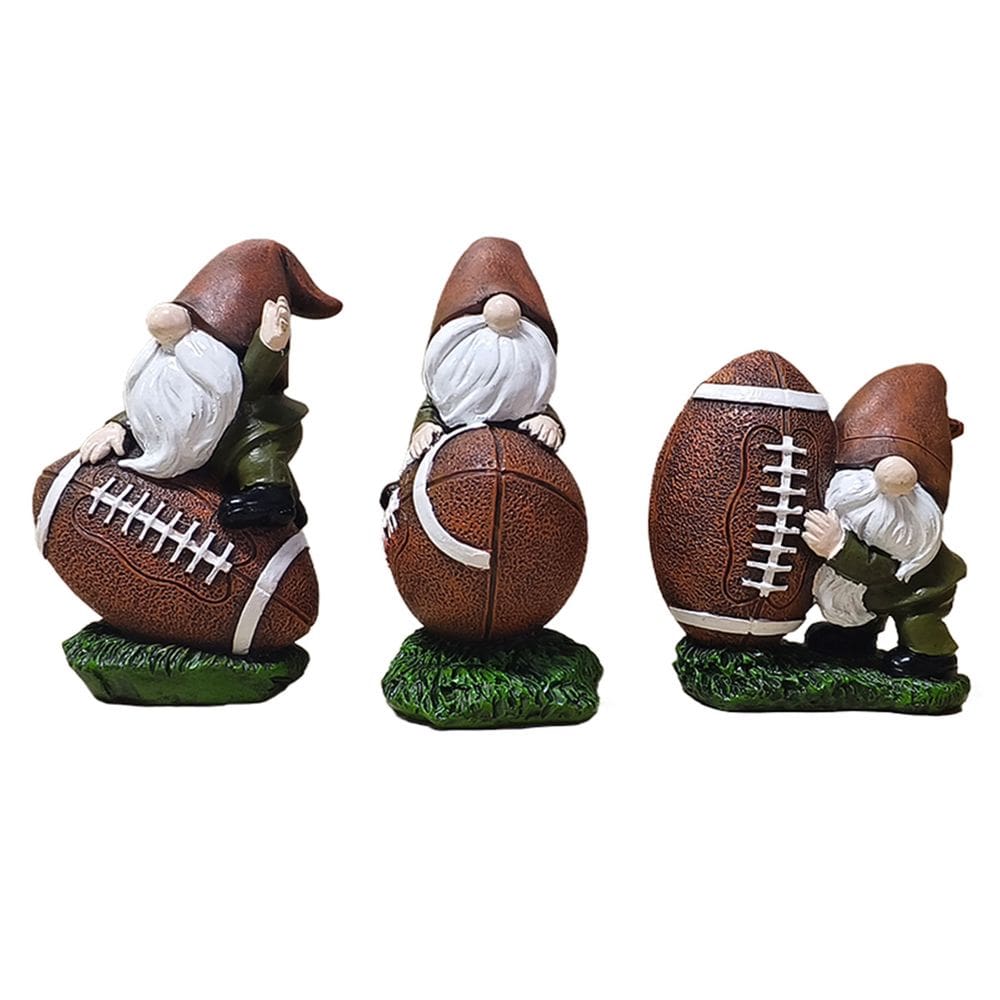 Conjunto de esculturas de jardim com 3 resinas de gnomo com tema de futebol