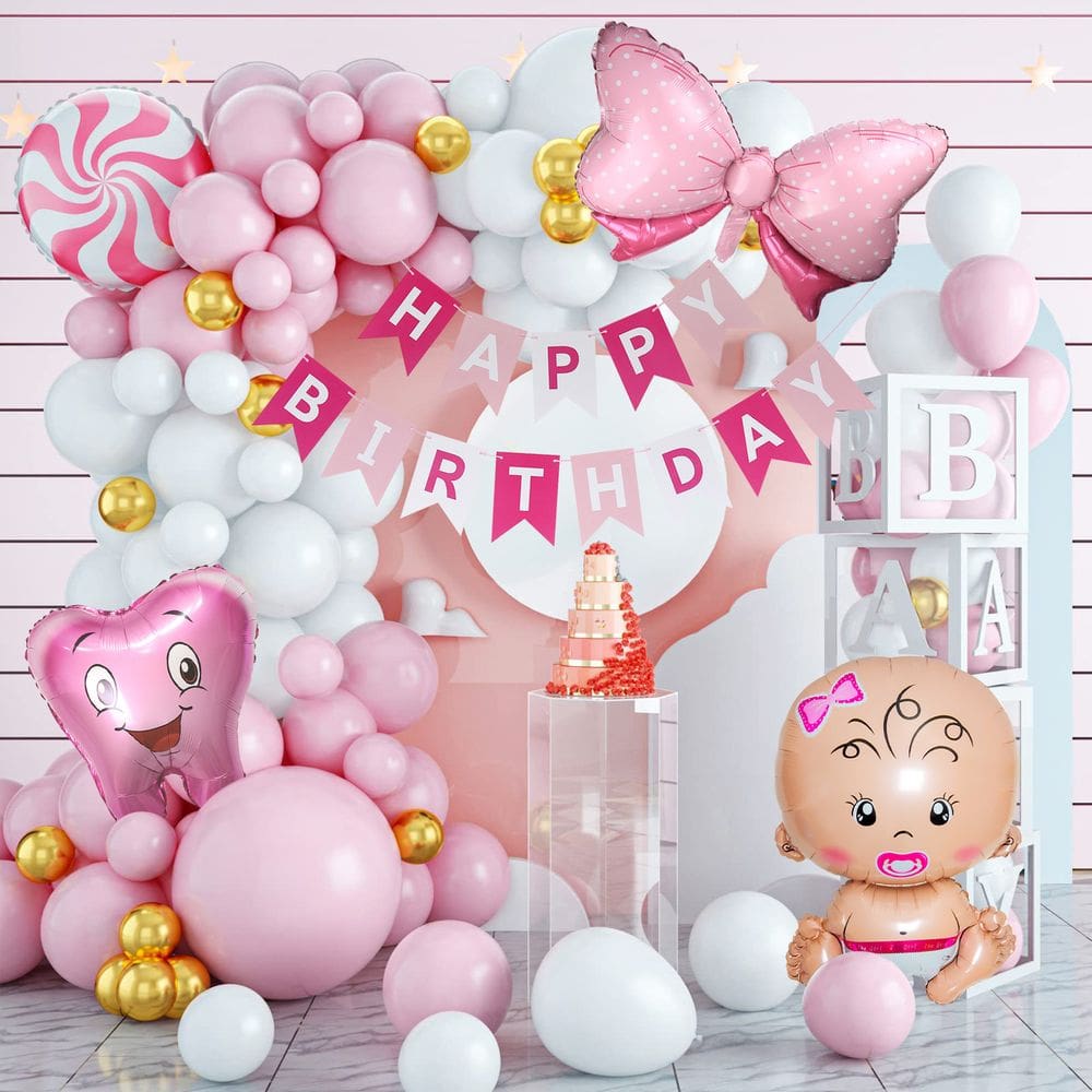 Conjunto de balões para chá de bebê, festa de aniversário, 101 unidades, primeiro dente