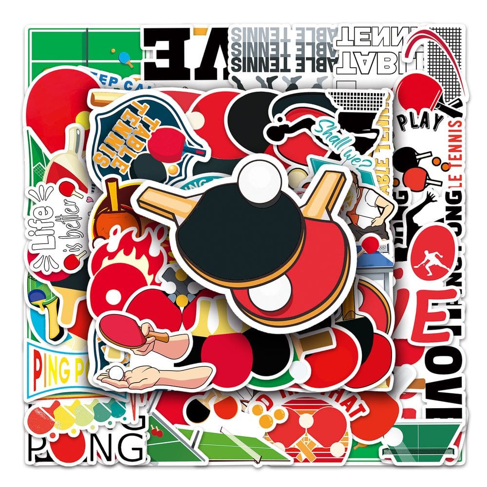 Pacote de adesivos de tênis de mesa, 50 unidades de vinil impermeável para adolescentes