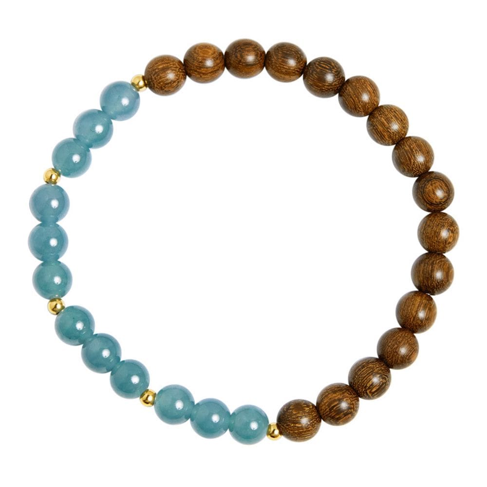 Pulseira S925 em prata esterlina azul, jadeíte e jacarandá