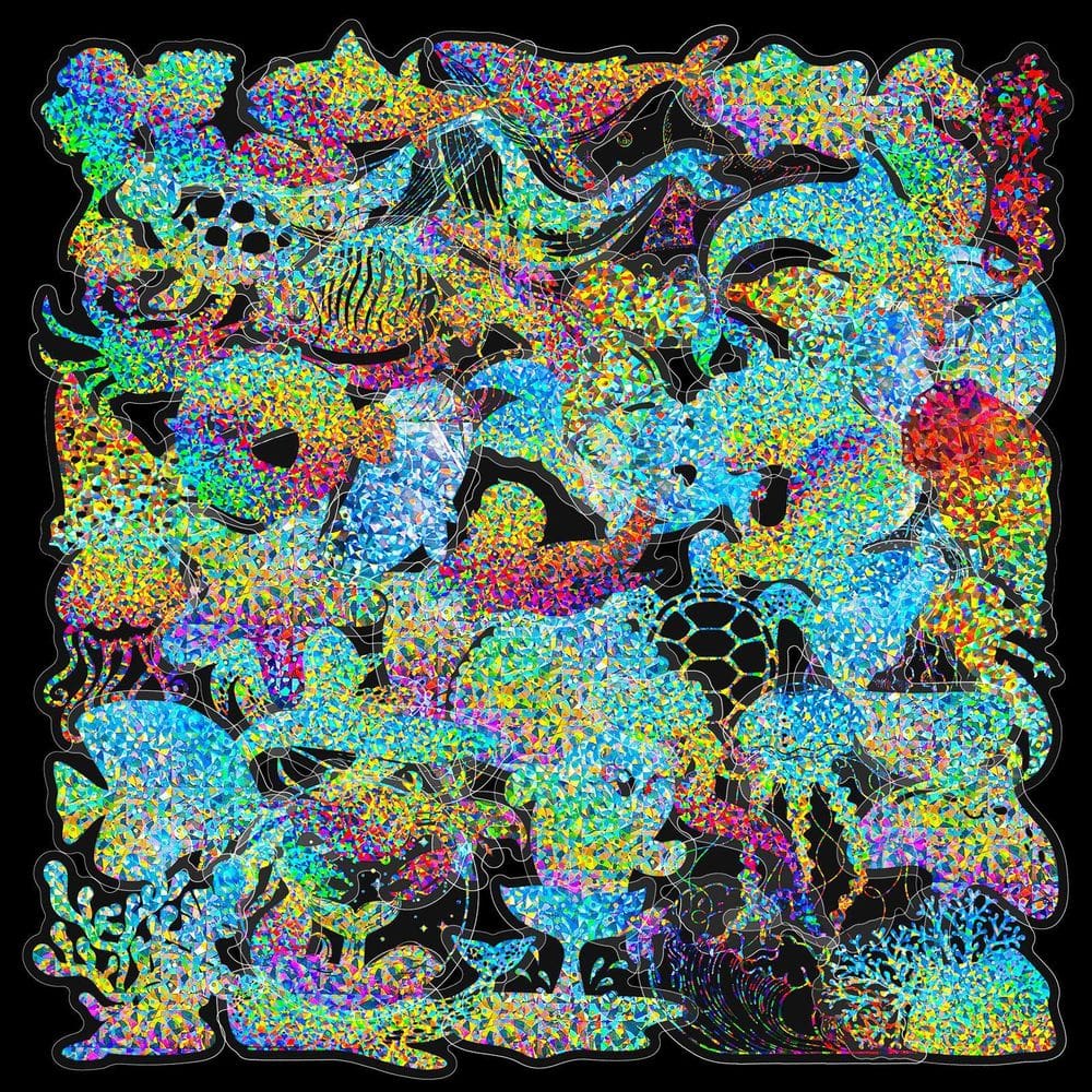 Adesivos holográficos, místicos, vinil impermeável, 50 unidades