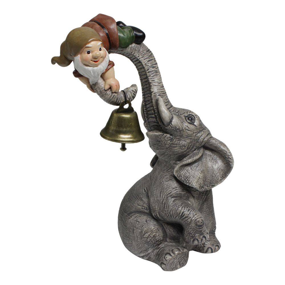 Resina de estátua de sino de elefante e gnomo para decoração de jardim