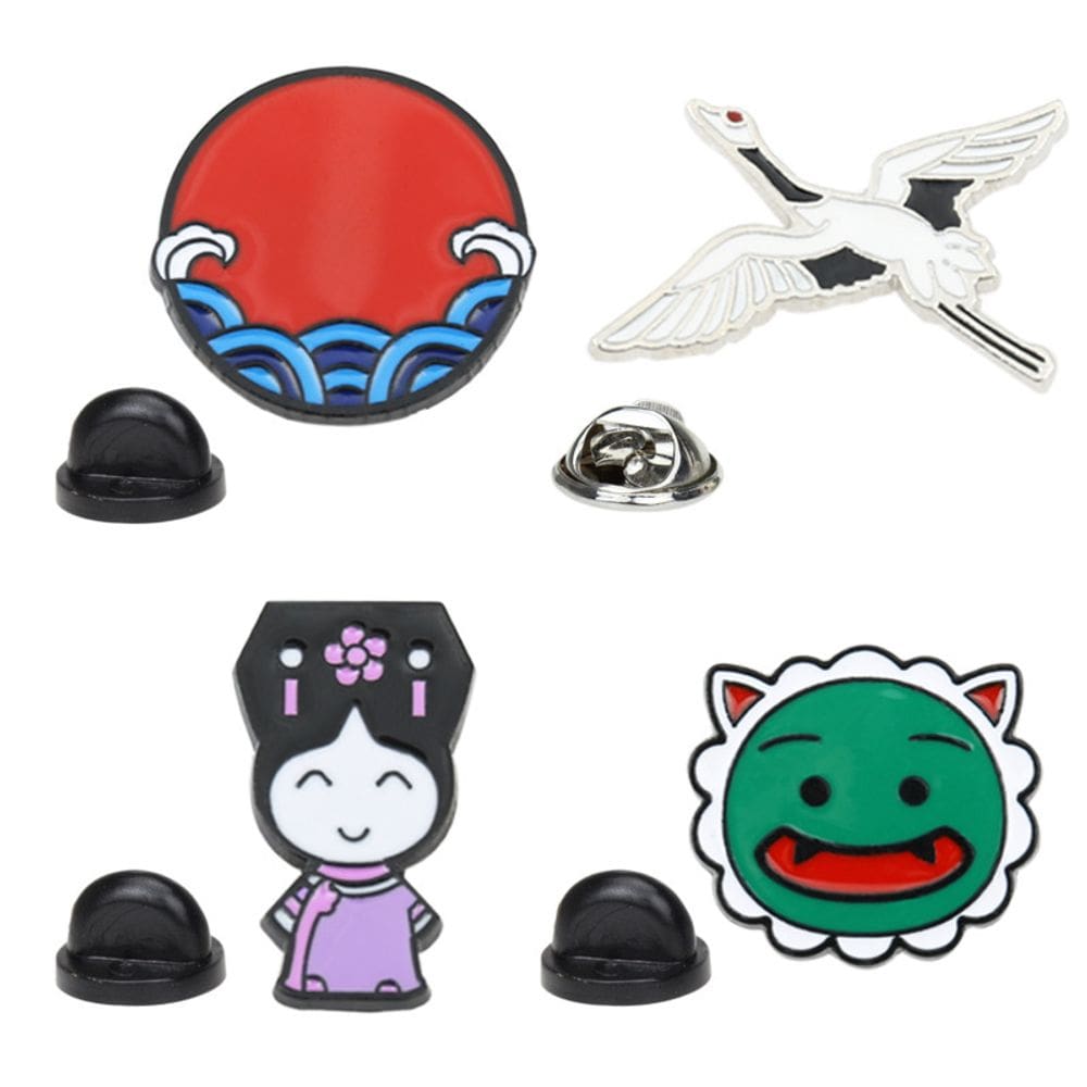 Conjunto de alfinetes de broche, alfinete de lapela esmaltado de desenho animado em estilo chinês