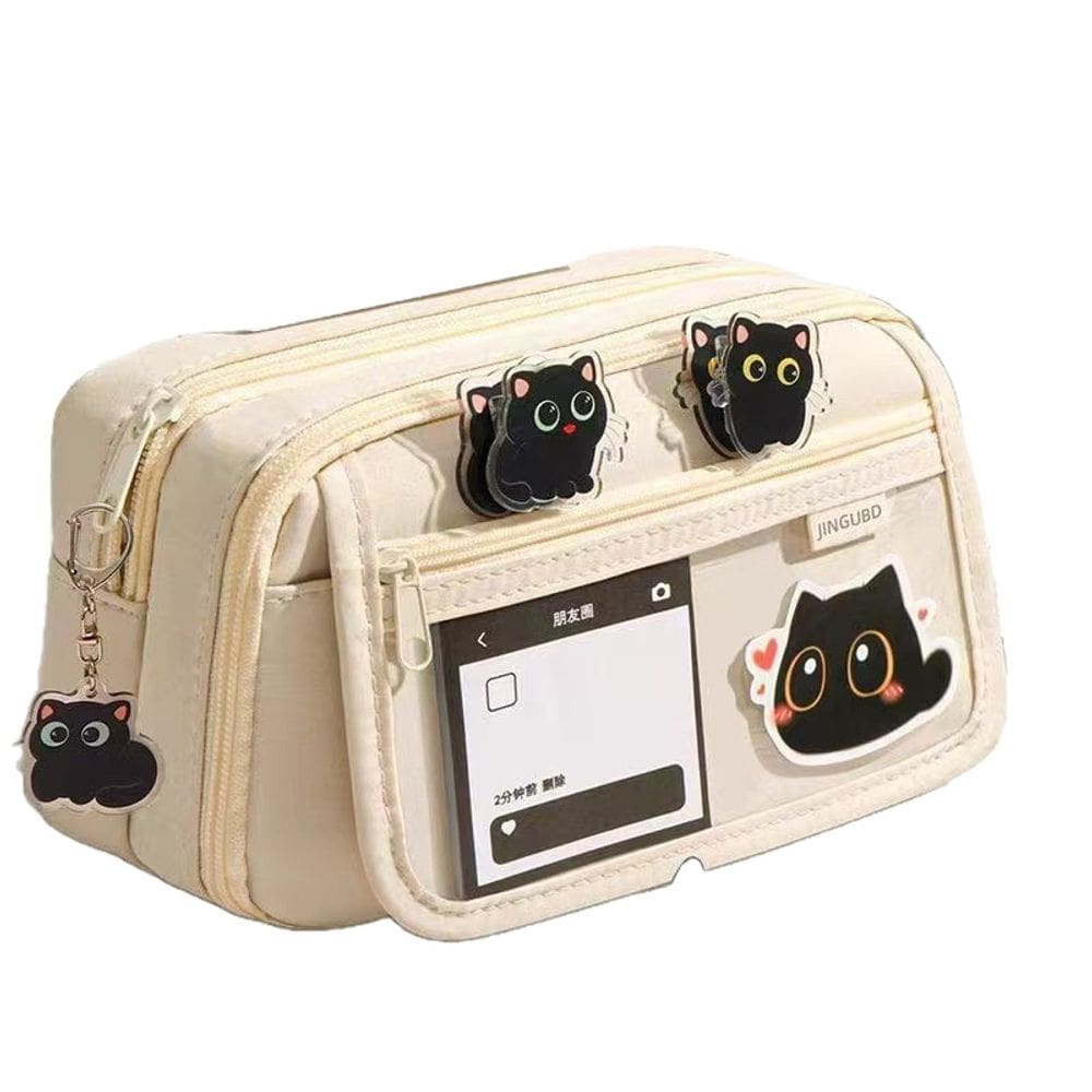 Estojo de lápis de grande capacidade, 9 camadas, design fofo para gatos