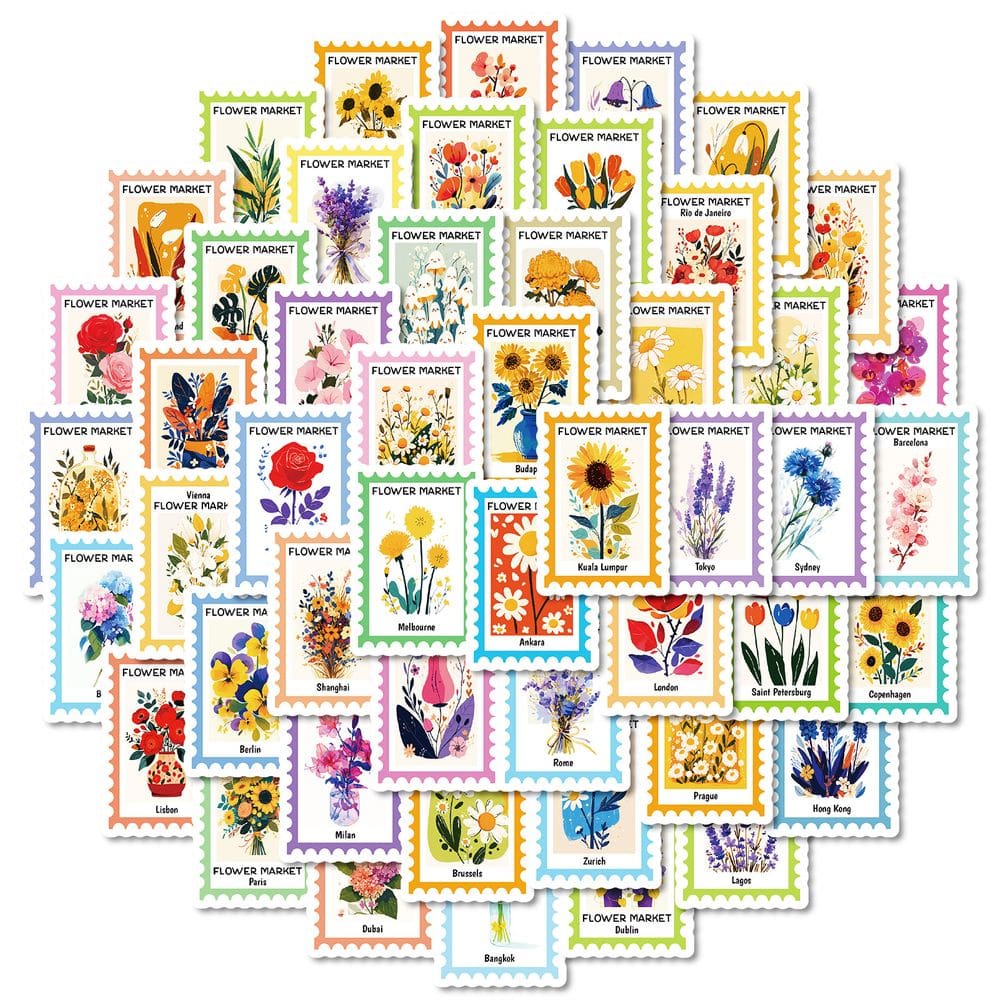 Adesivos vintage, selo postal medieval, 50 unidades, retrô, floral