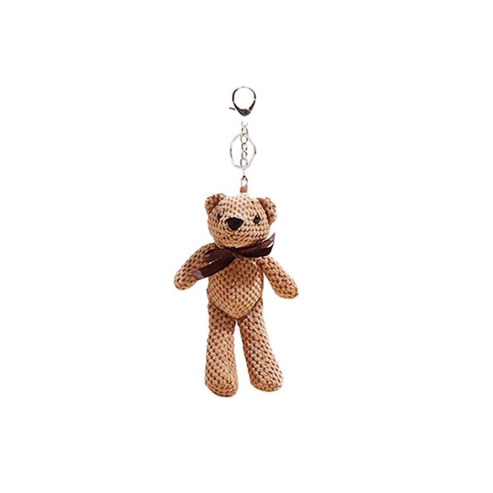 Chaveiro Teddy Bear feito à mão com laço de fita de 16 cm