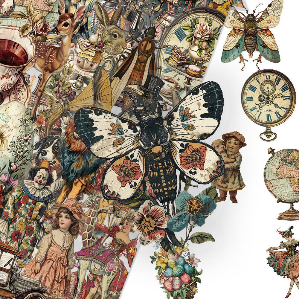 Adesivos vintage, grafite, 50 peças, lindos itens domésticos retrô, boo