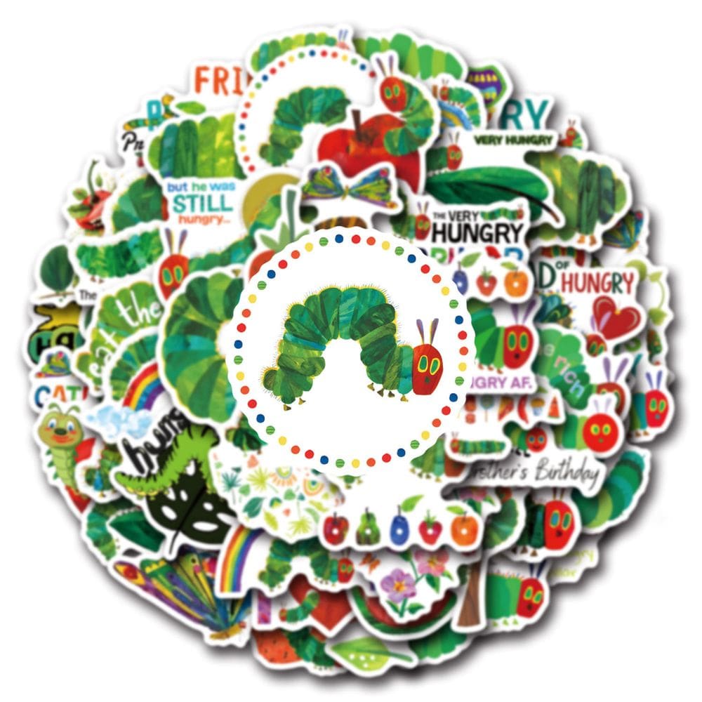 Adesivos de insetos, decalques de insetos, desenhos animados, vinil impermeável, 50 unidades