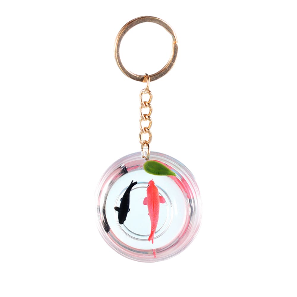 Chaveiro Lucky Goldfish PVC Koi Fish Charm vermelho e preto