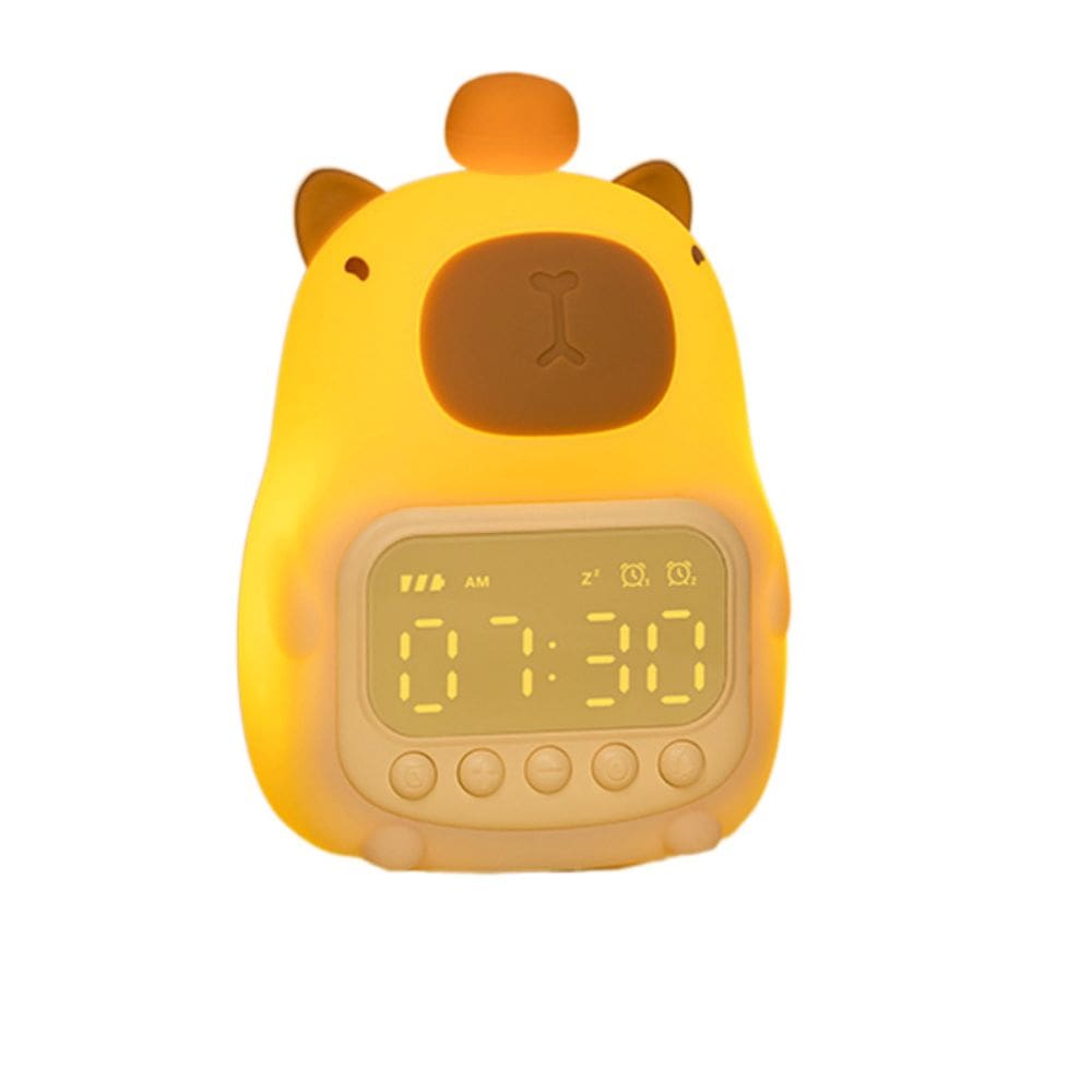 Despertador em forma de cachorro de desenho animado com luz noturna recarregável