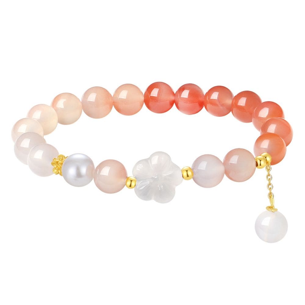 Pulseira gradiente de ágata com miçangas para mulheres de 8 mm em vermelho