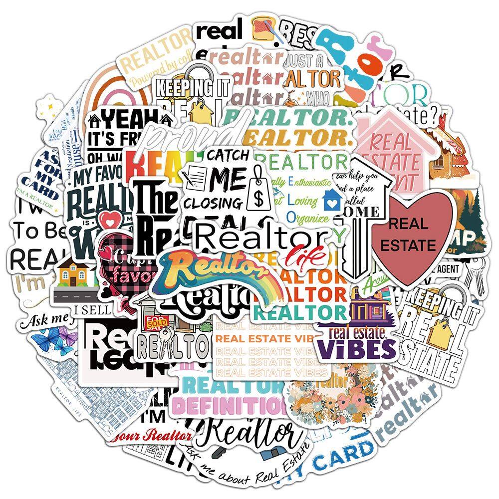 Pacote de adesivos Realtor Real Estate Agent Decalque de vinil x50