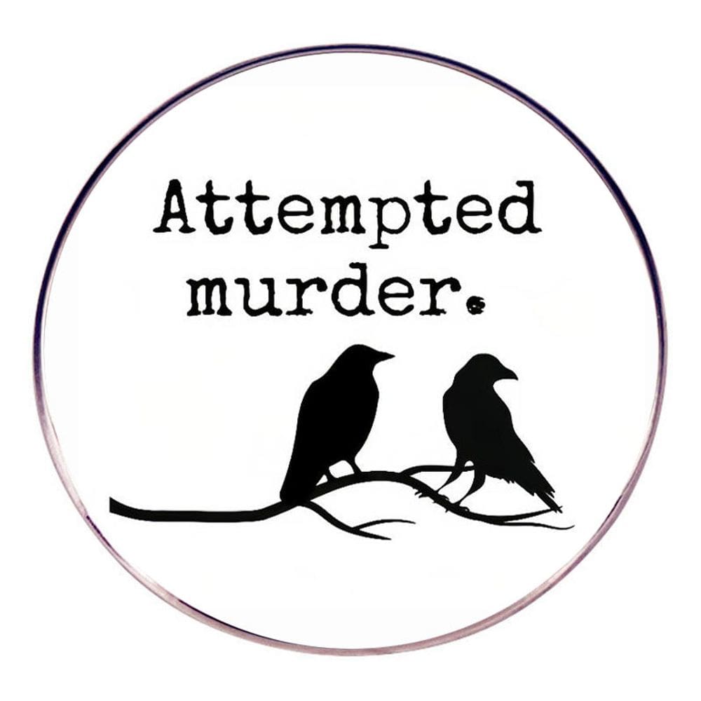 Brooch Pins Funny Crow “Attempted Murder” Quote Alloy