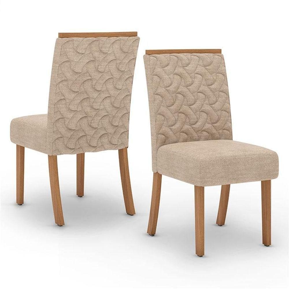 Cadeira Para Mesa De Jantar Esther Kit 02 Peças Nature Creme - Henn