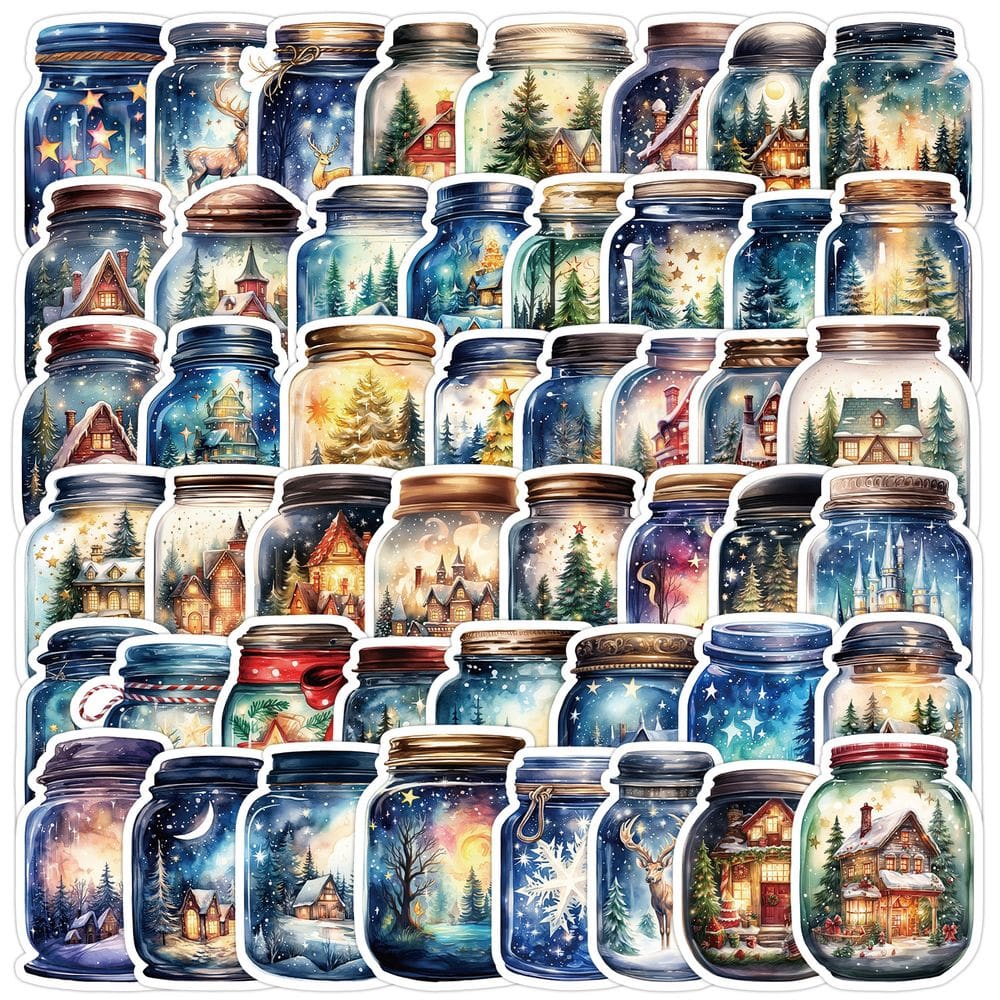Pacote de adesivos: jarra de Natal, estilo vintage, 50 unidades