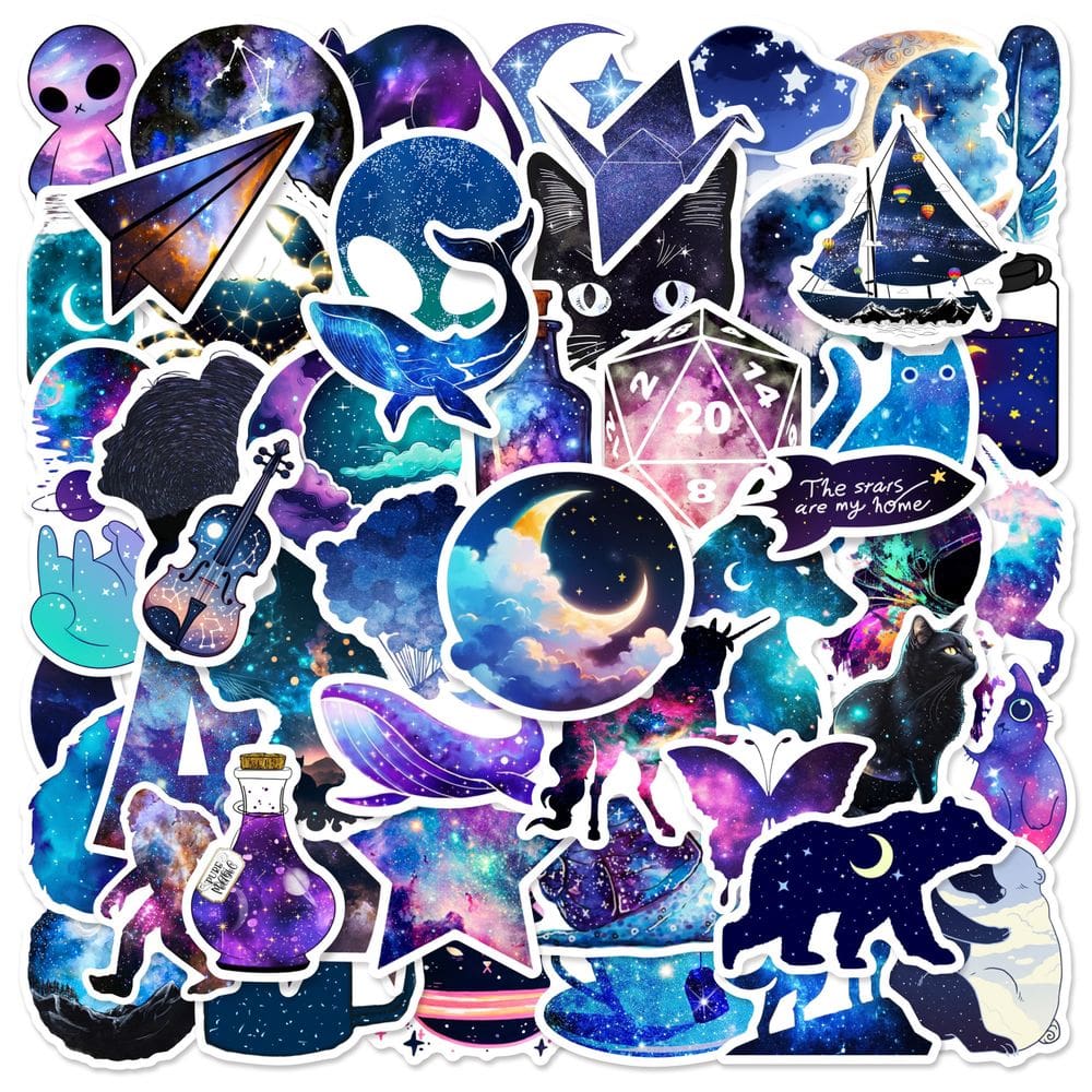 Pacote de adesivos Cosmic & Galaxy Vinyl Waterproof Decalque x50