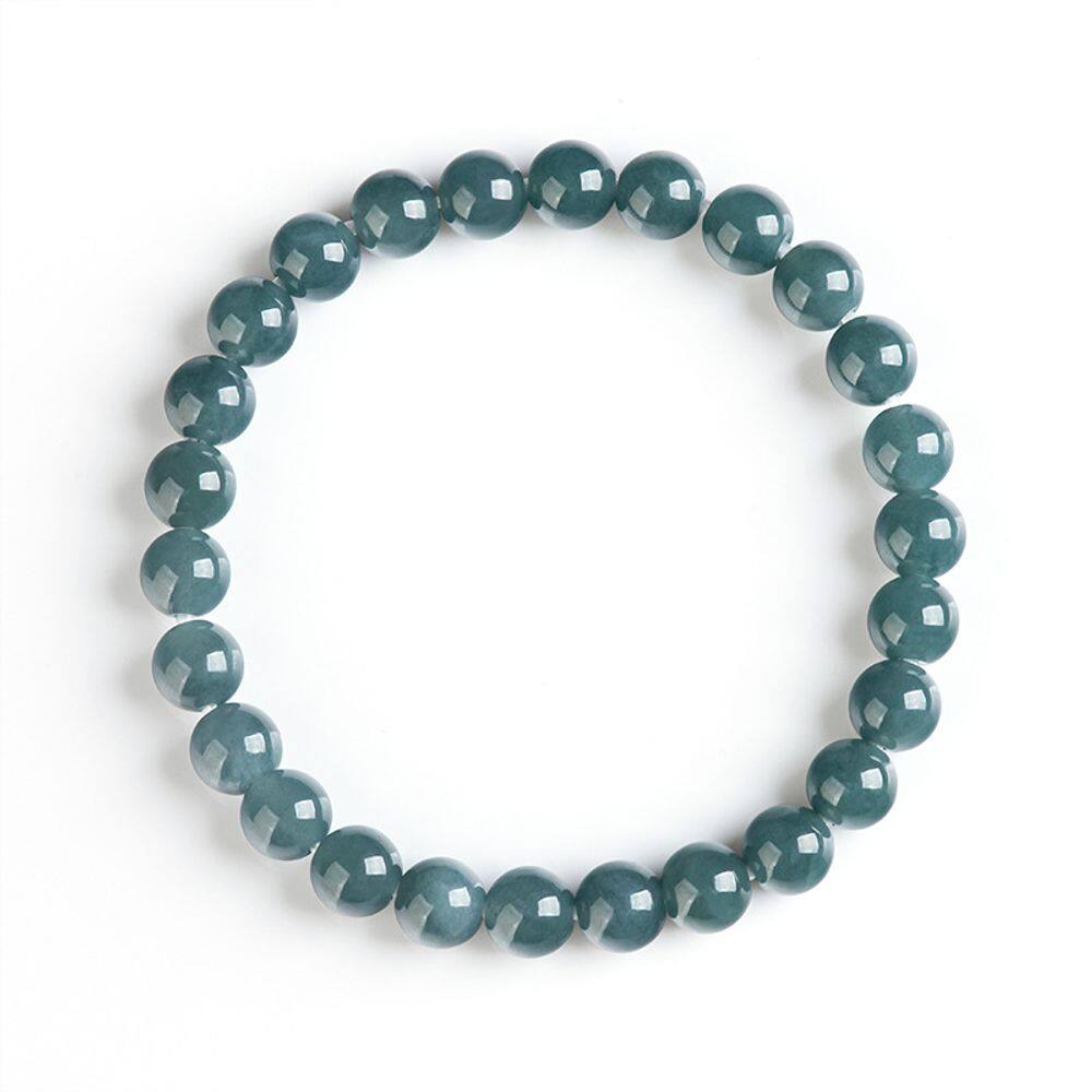Pulseira de miçangas natural Jadeite Blue Water de 6,5 mm