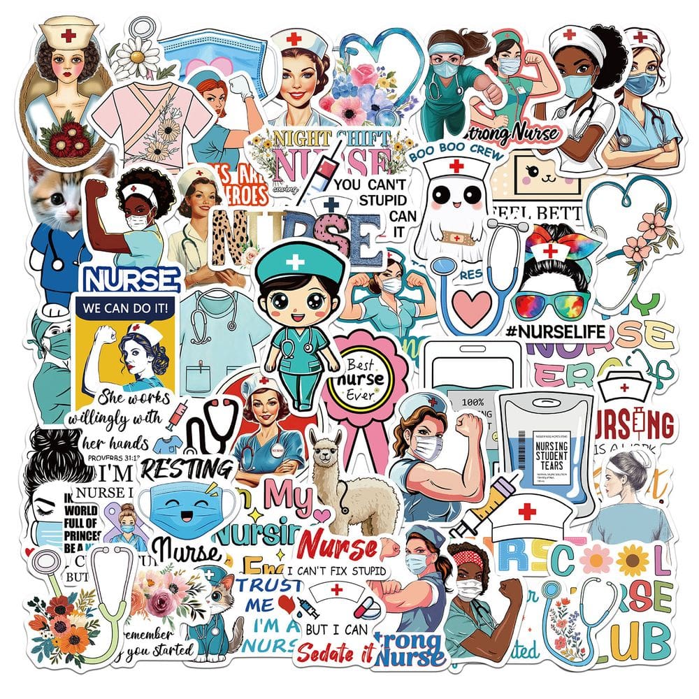 Adesivos de vinil Nurse Day, impermeáveis, 100 unidades