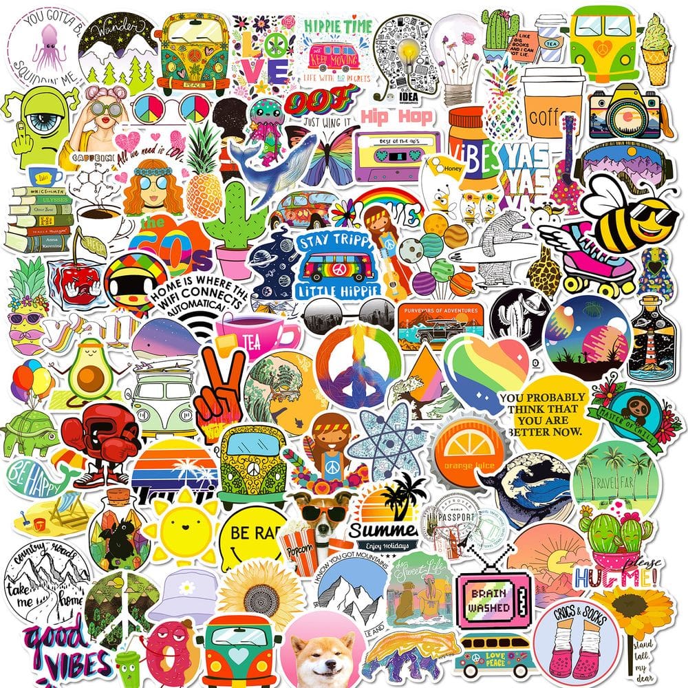 Conjunto de adesivos Colorful Rainbow Dopamine, 50 unidades Y2K Aesthetic