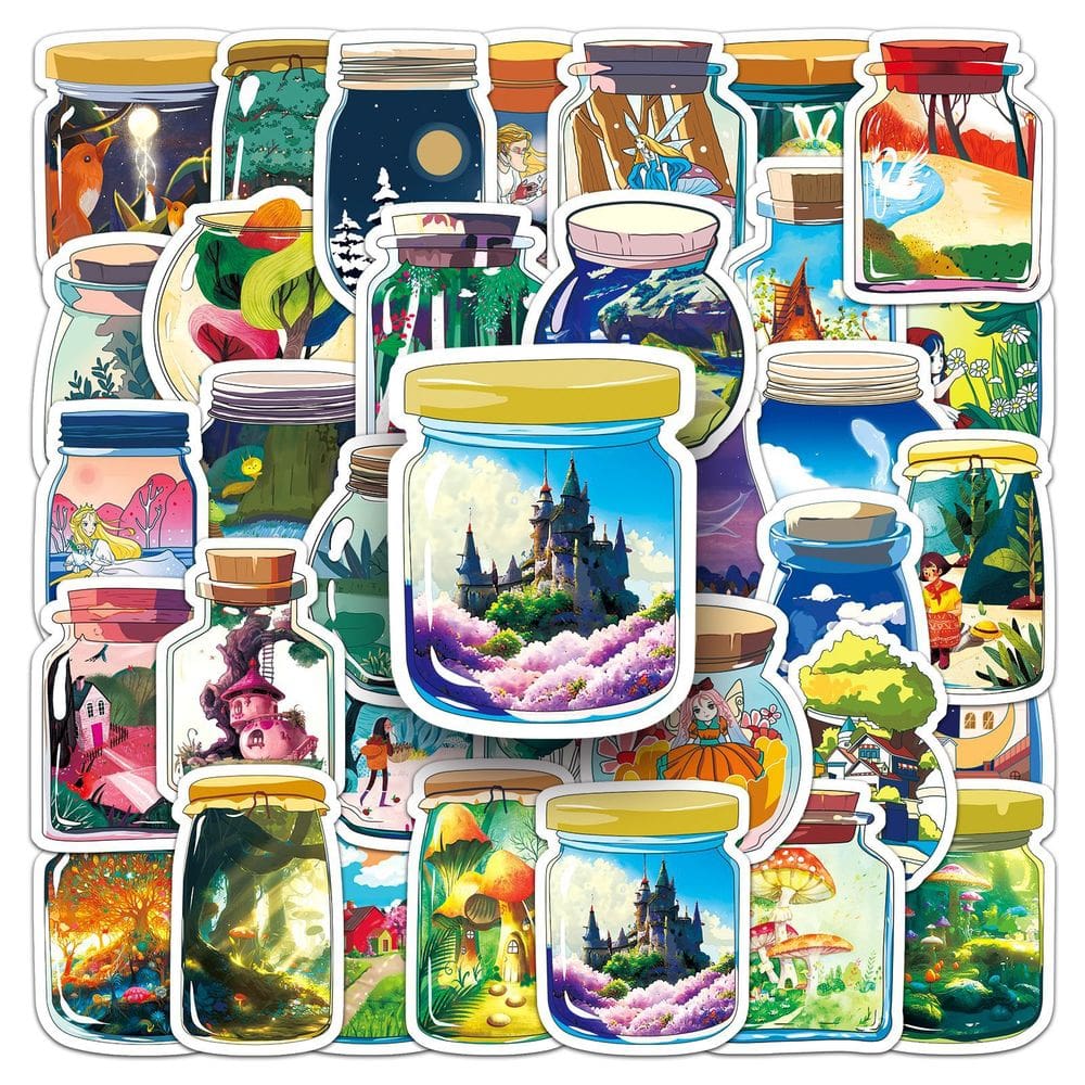 Pacote de adesivos Fantasy Bottle World, 50 unidades de vinil impermeável