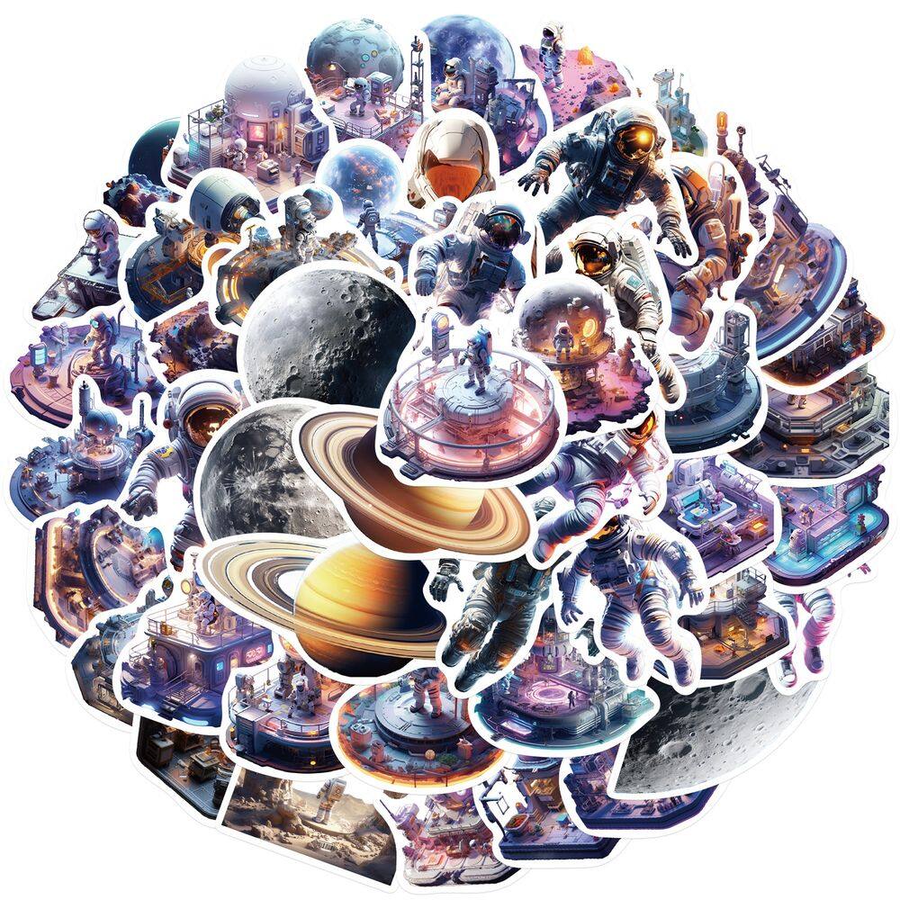Pacote de adesivos Space Exploration Astronaut Planet Rocket x50