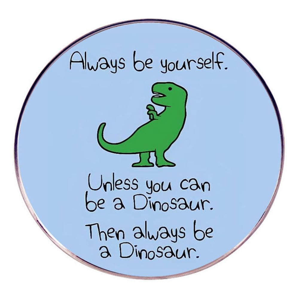 Emblema redondo azul inspirador de dinossauro com broche