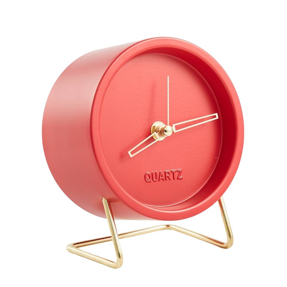 Despertador: movimento minimalista de quartzo silencioso de metal vermelho