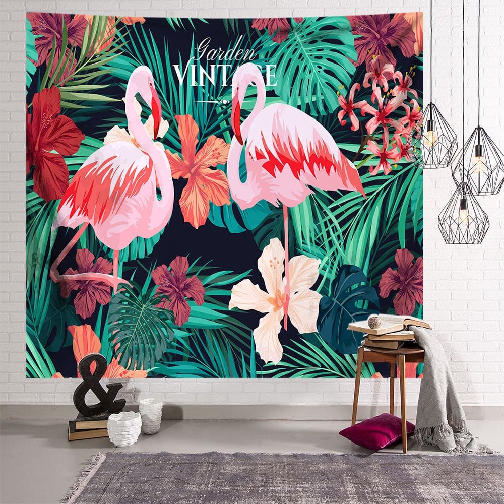 Tapeçaria para pendurar na parede Flamingo Tropical Jungle 150x130cm