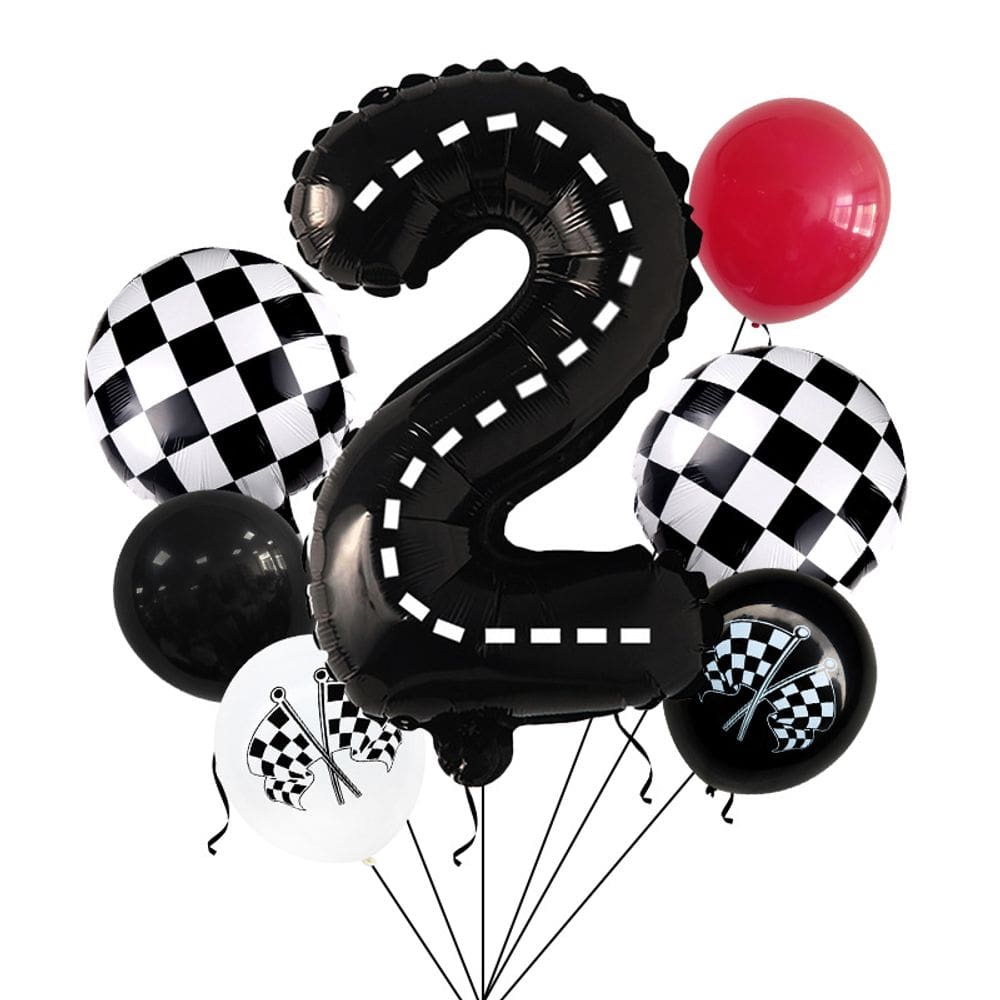 Conjunto de balões para festa de segundo aniversário com tema de corrida, 7 unidades
