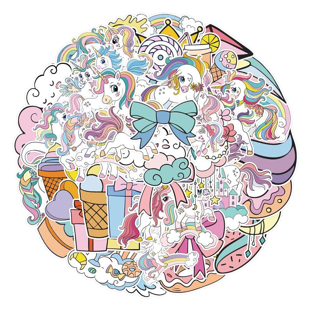 Conjunto de adesivos Unicorn Aesthetic Laptop Water Bottle Skate